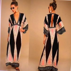 Lulus Montecito Printed Maxi Dress M